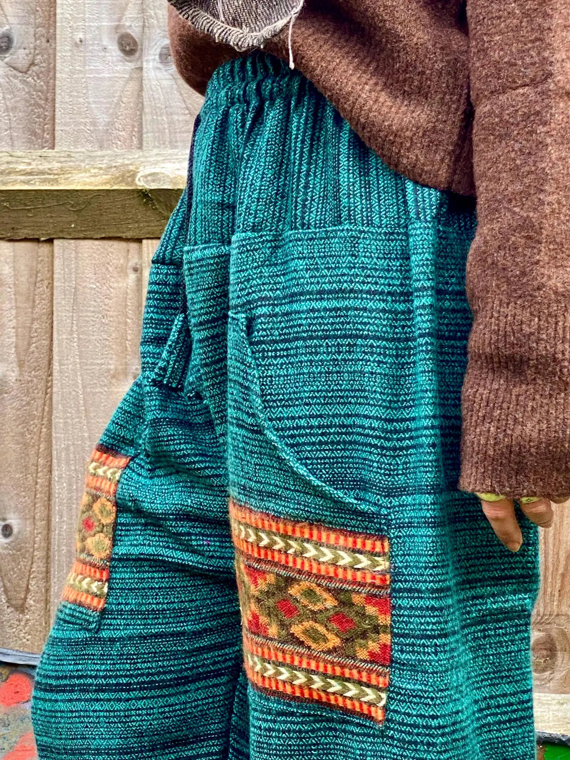 Cosy Warm Winter Blanket Trousers - Patch Green