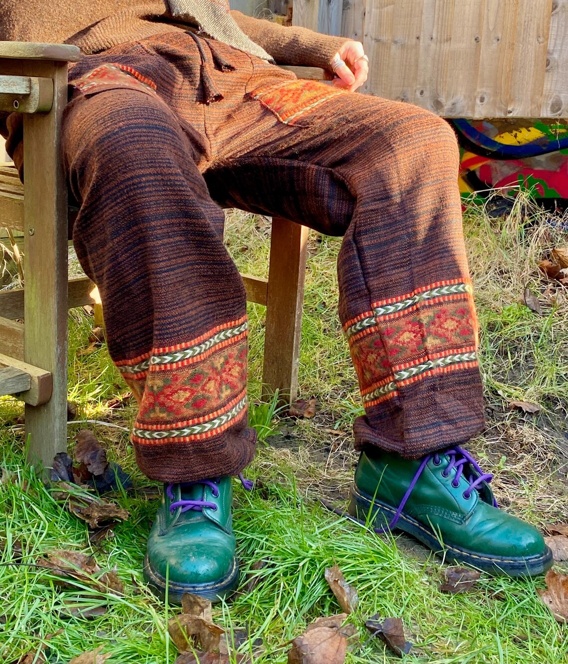 Cosy Warm Winter Blanket Trousers - Patch Brown