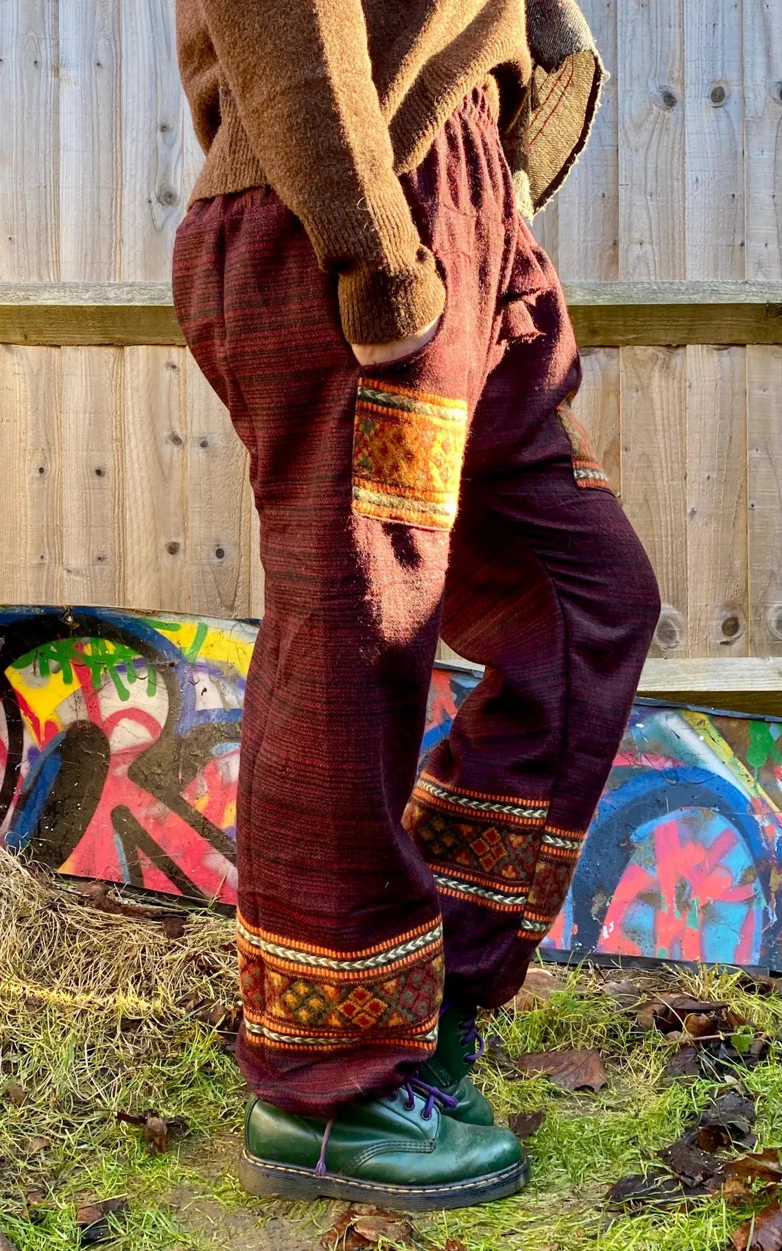 Cosy Warm Winter Blanket Trousers - Patch Red