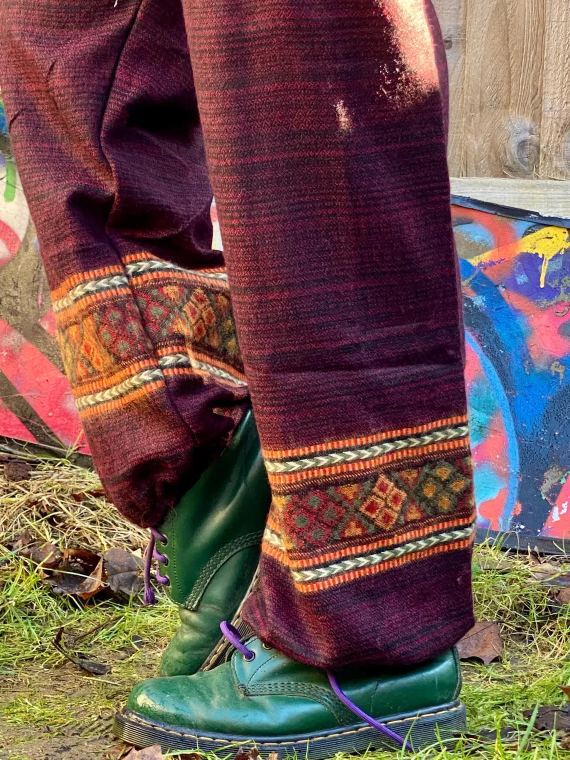 Cosy Warm Winter Blanket Trousers - Patch Red