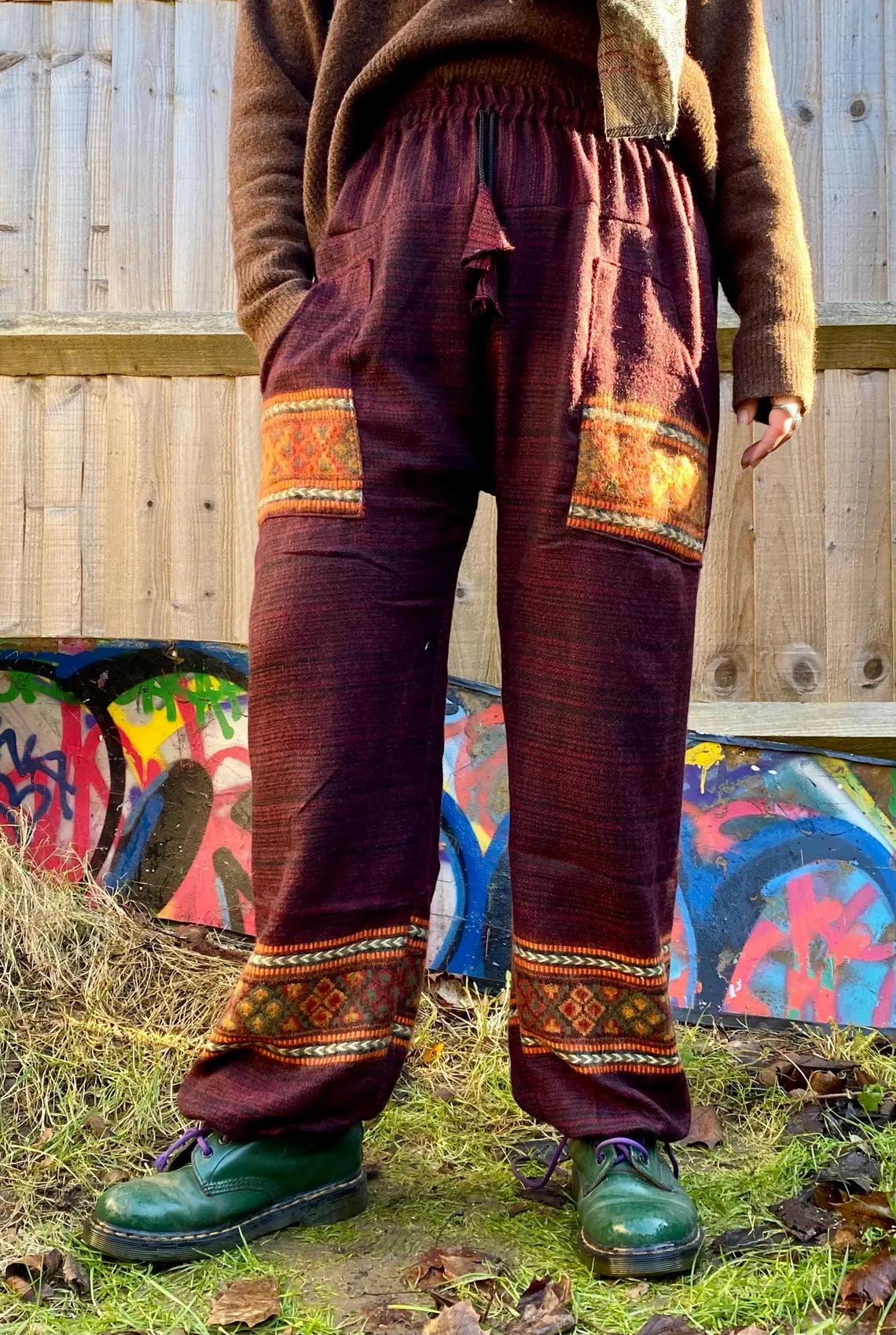 Cosy Warm Winter Blanket Trousers - Patch Red