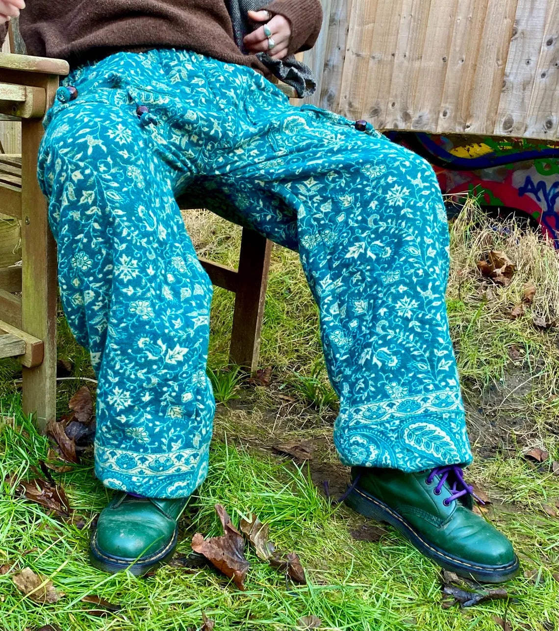 Extra Thick Cosy Warm Winter Blanket Trousers - Teal