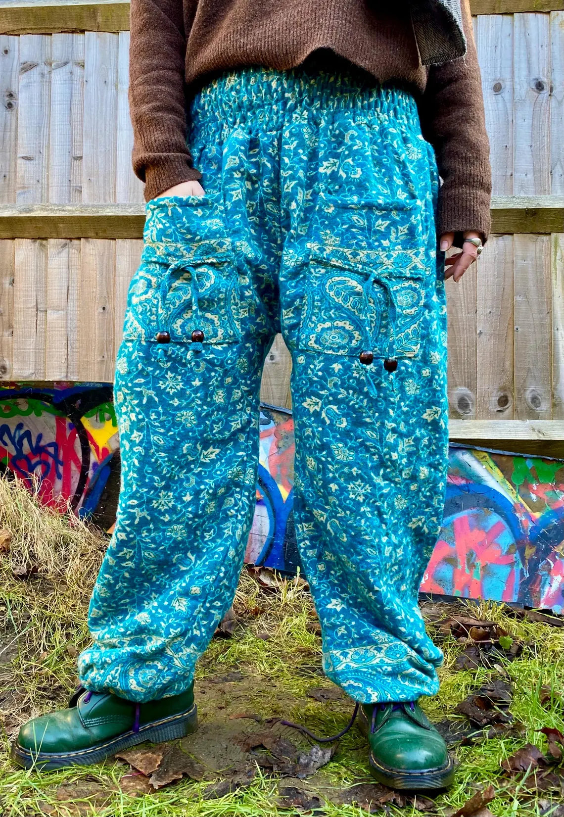 Extra Thick Cosy Warm Winter Blanket Trousers - Turquoise