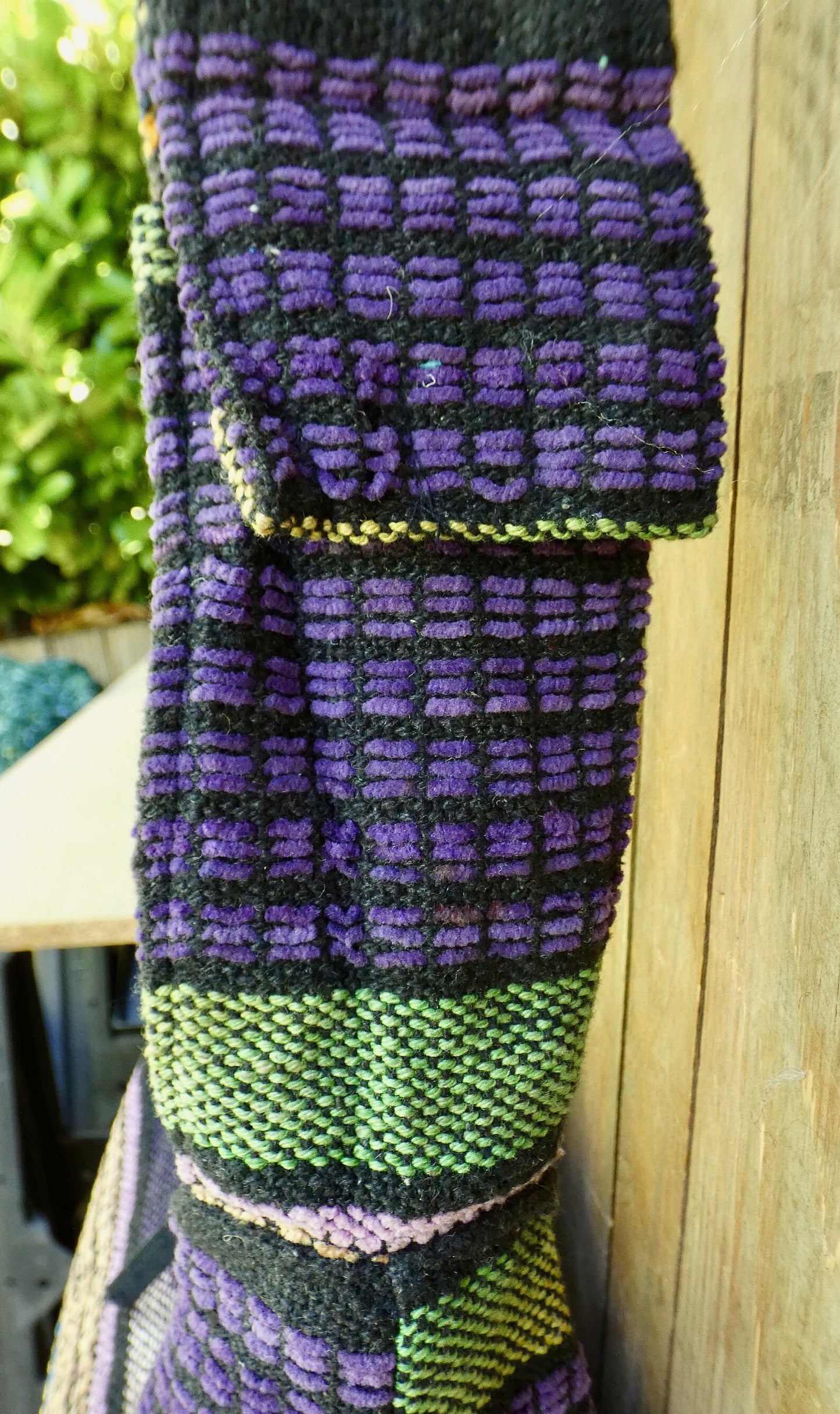 Purple Colourful Stripe Woven Cotton Bucket Bag