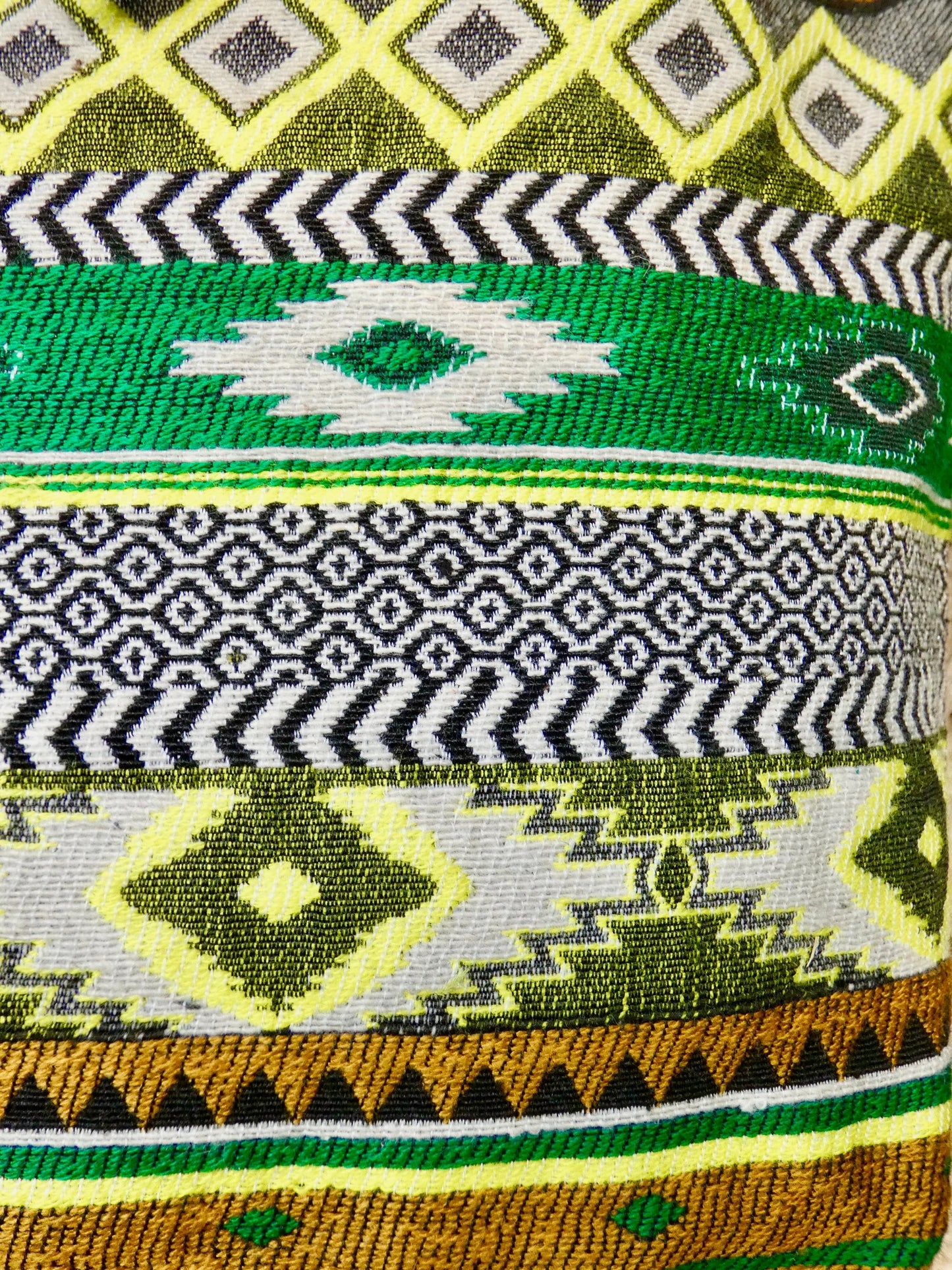 Green Woven Cotton Bucket Bag