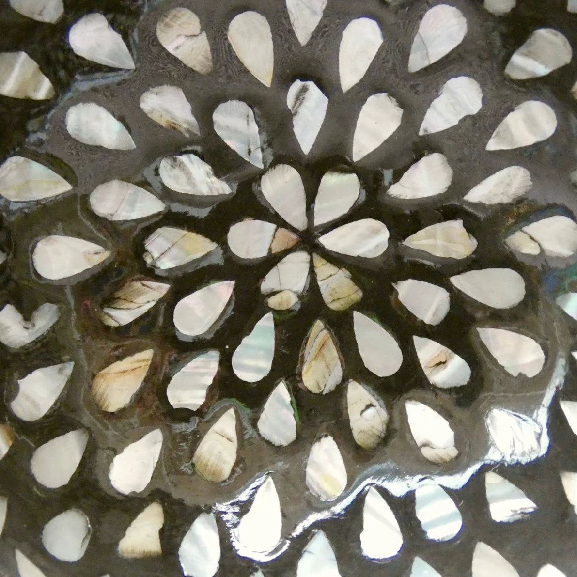 Black Coconut Bowl with Mother of Pearl Inlay