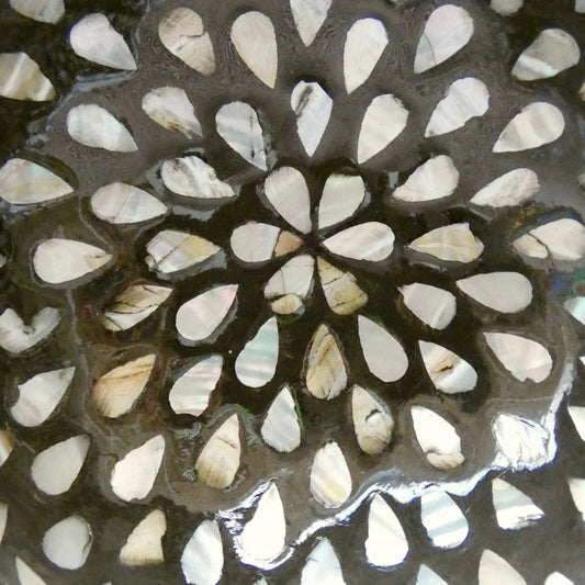 Black Coconut Bowl with Mother of Pearl Inlay