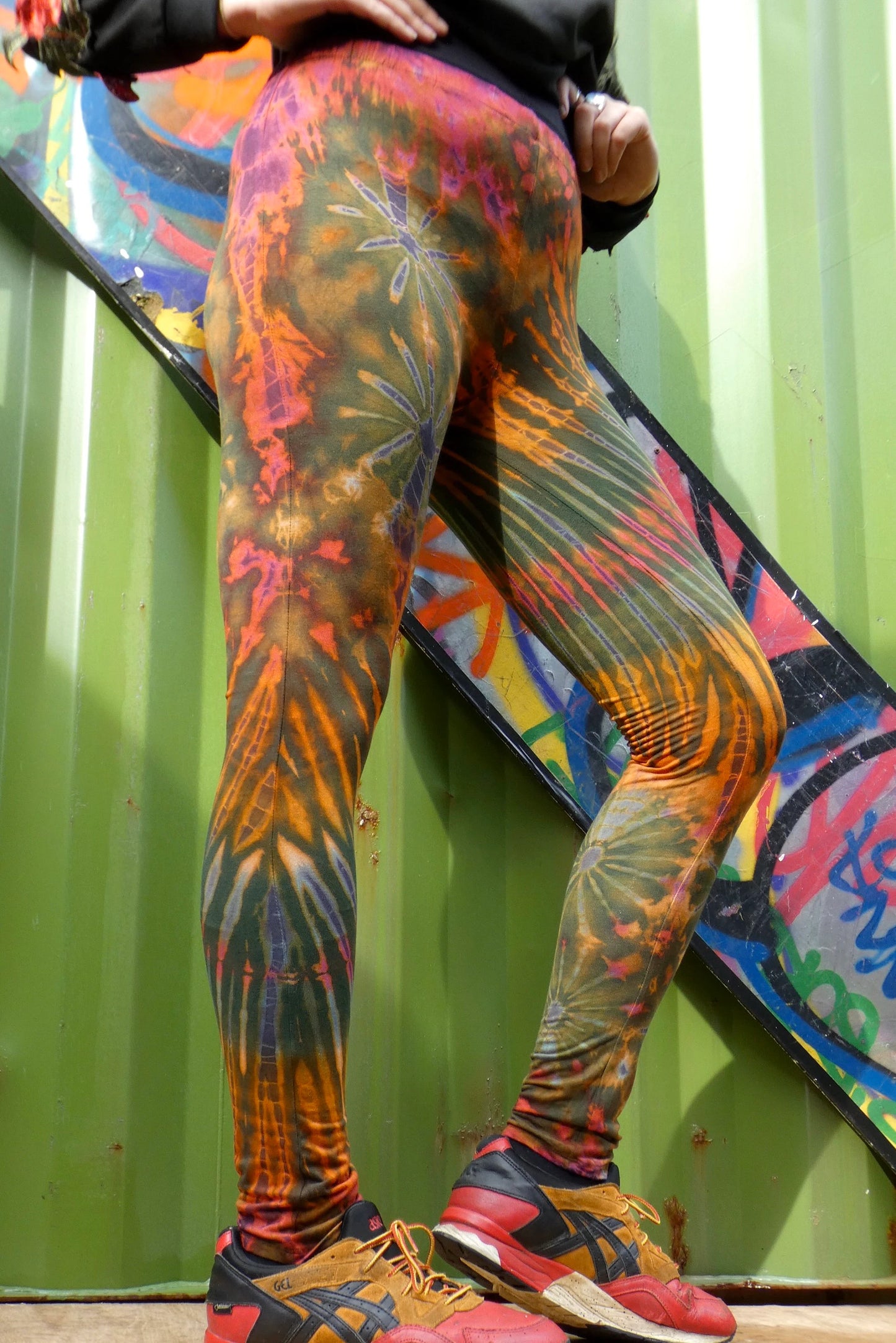 Olive Green Rainbow Tie-Dye Leggings REGULAR