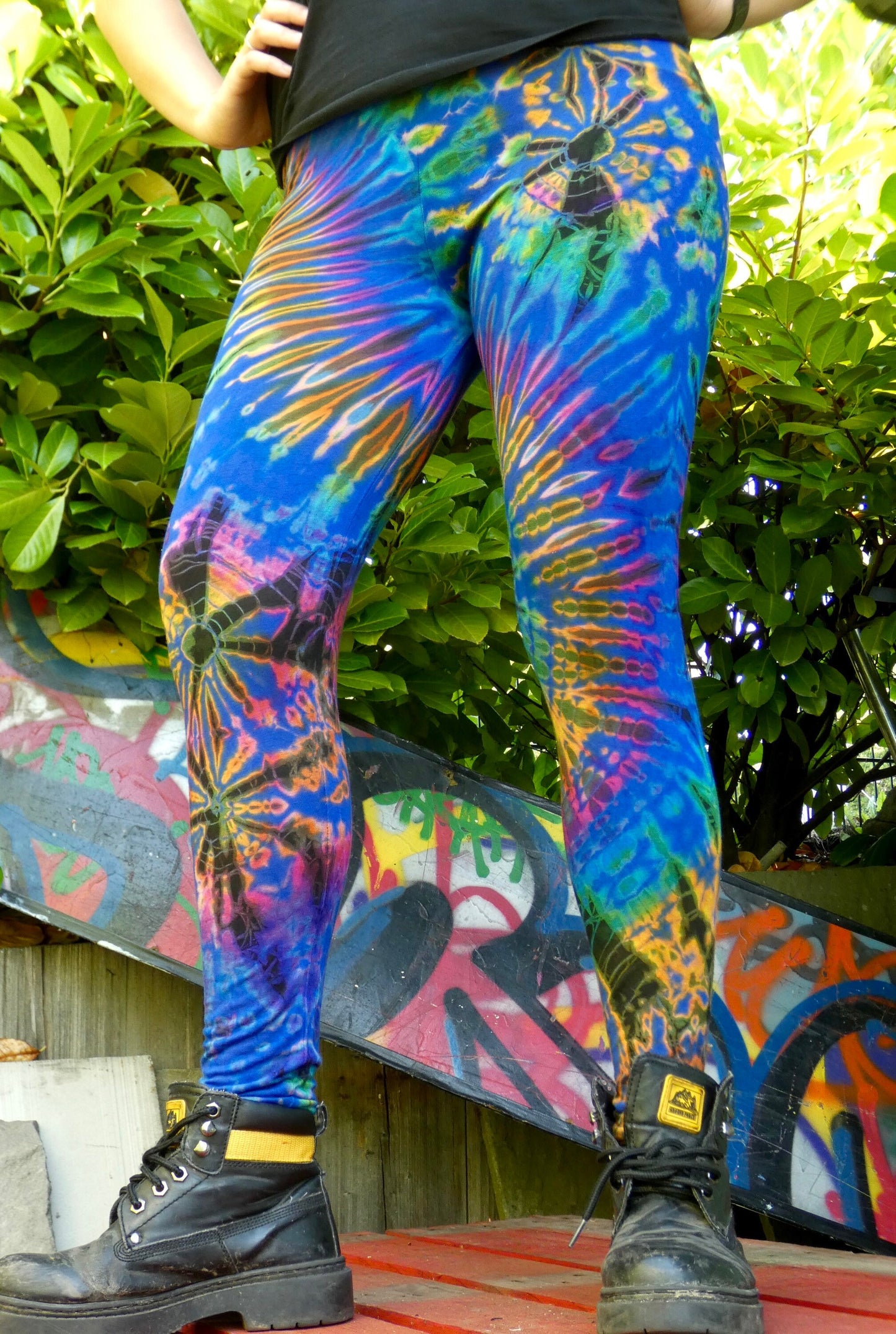 Royal Blue Colourful Tie-Dye Leggings SMALL
