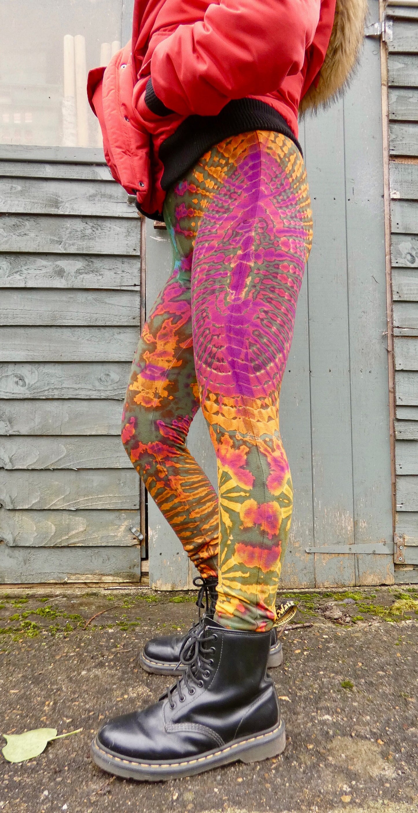 Olive Green Rainbow Tie-Dye Leggings REGULAR