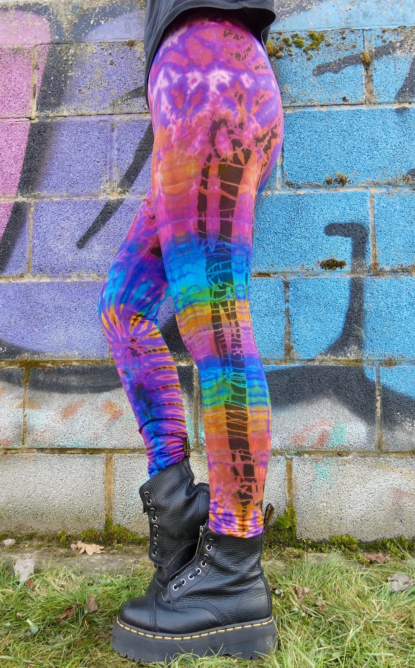 Purple Colourful Tie-Dye Leggings SMALL