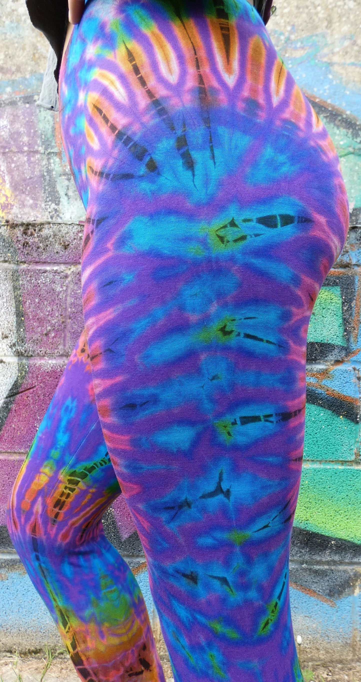 Purple Colourful Tie-Dye Leggings SMALL