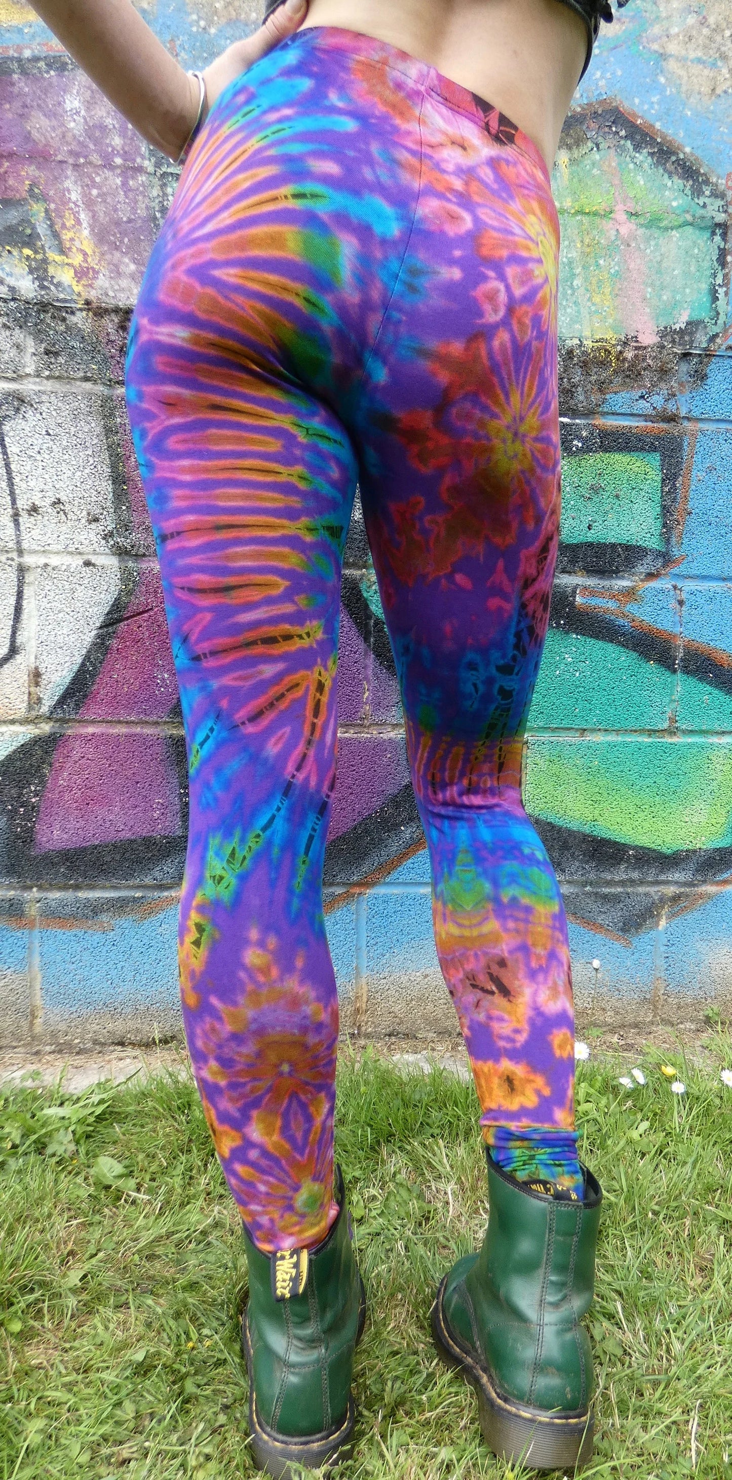 Purple Colourful Tie-Dye Leggings SMALL