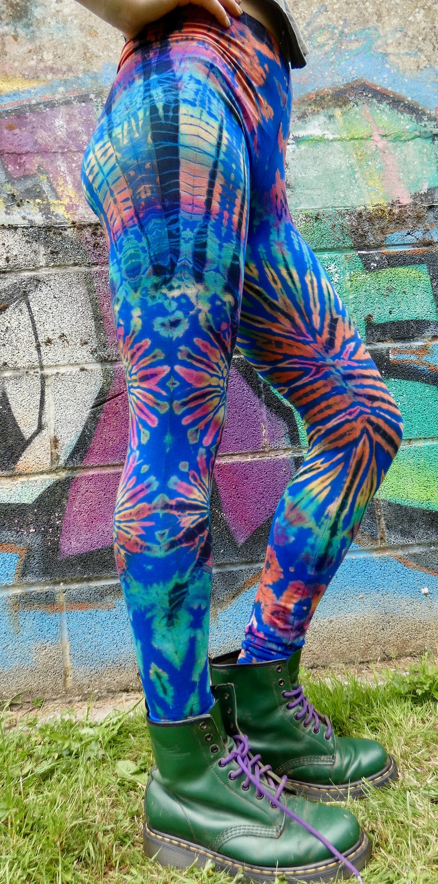 Royal Blue Colourful Tie-Dye Leggings SMALL