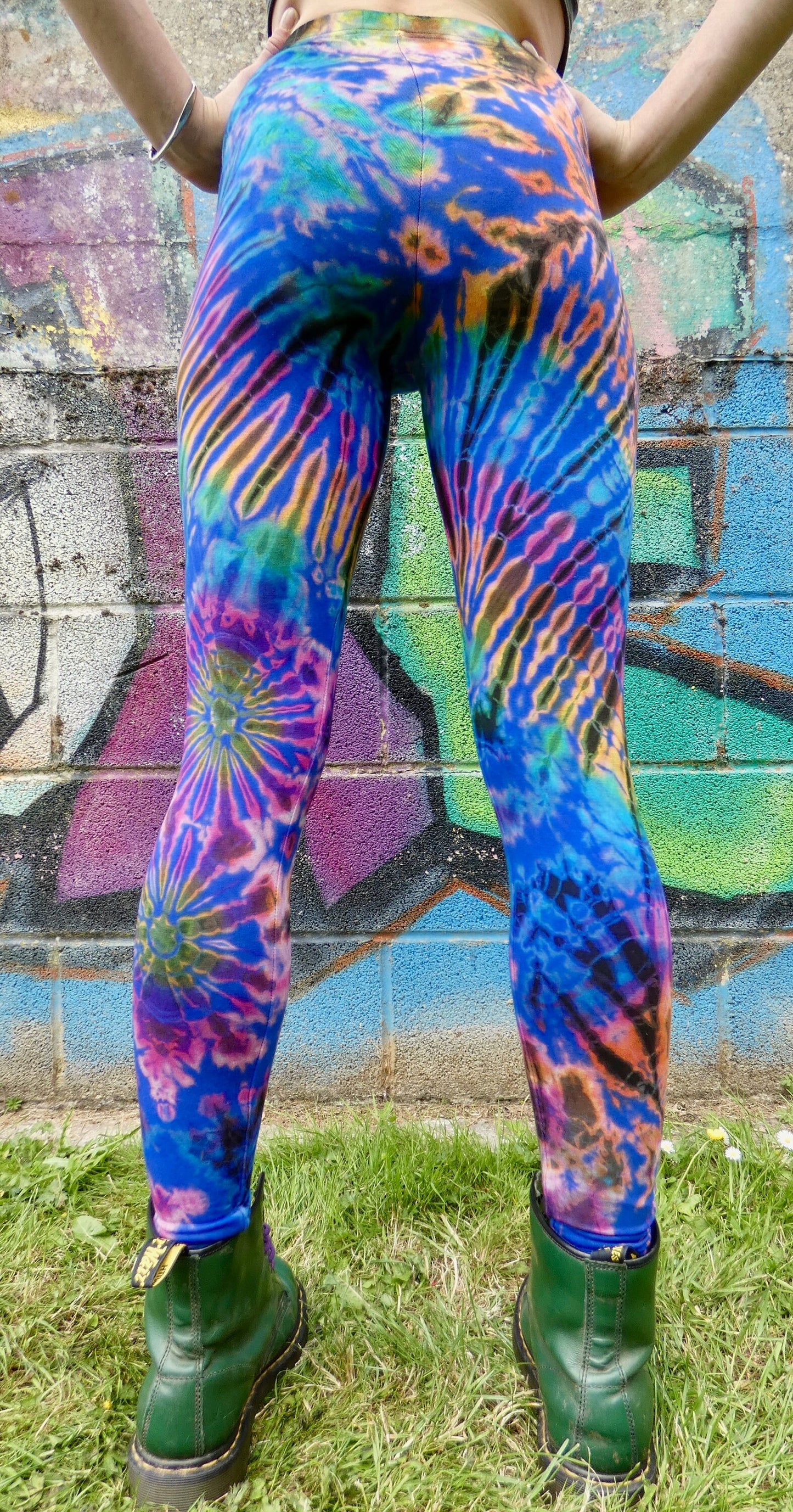 Royal Blue Colourful Tie-Dye Leggings SMALL