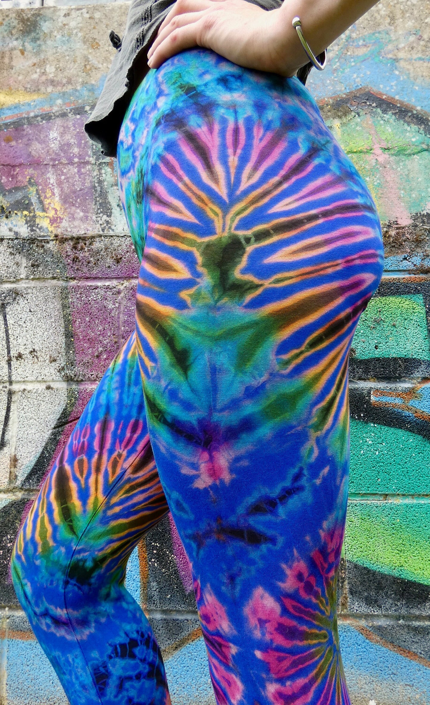 Royal Blue Colourful Tie-Dye Leggings SMALL