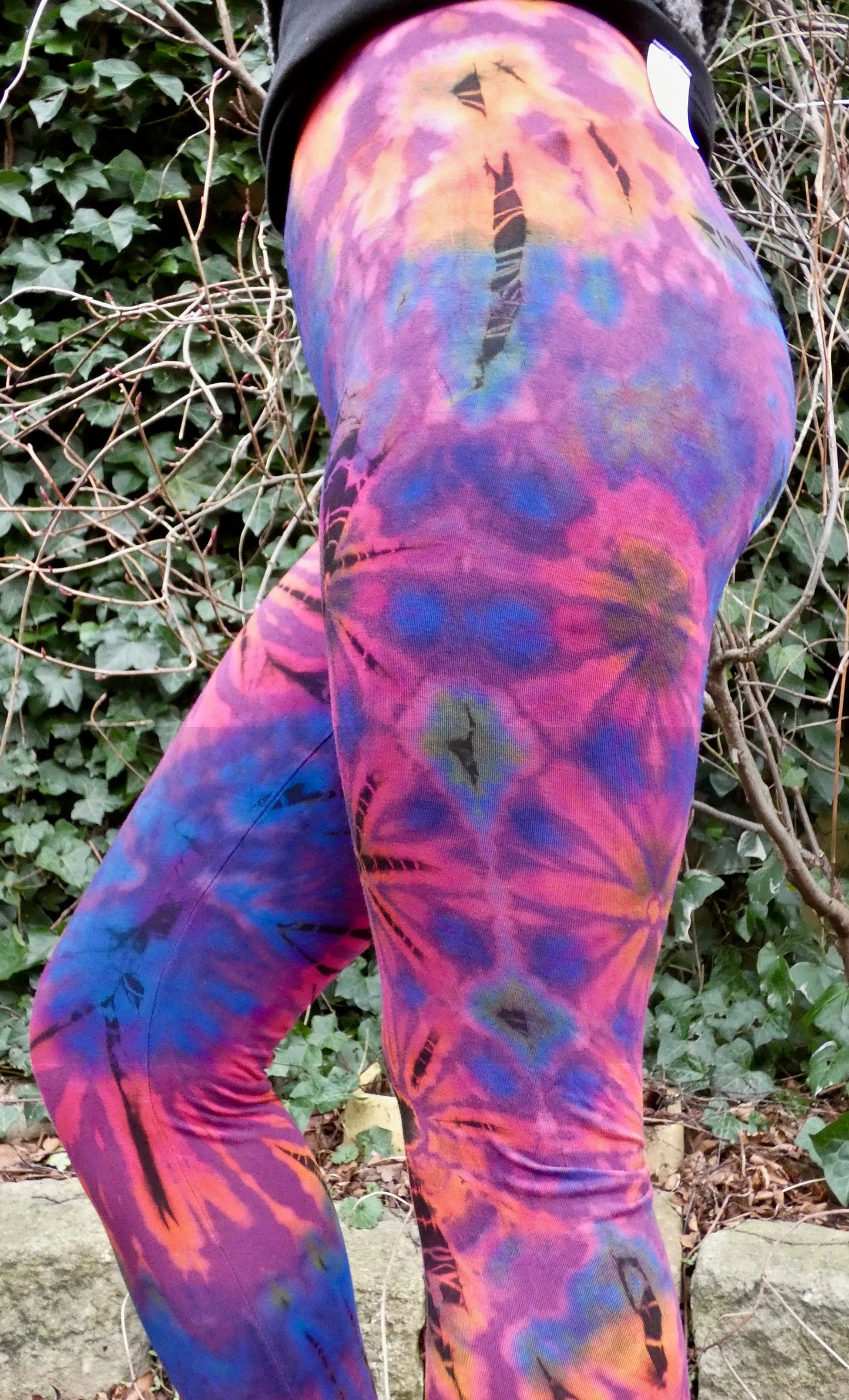 Purple Colourful Tie-Dye Leggings SMALL