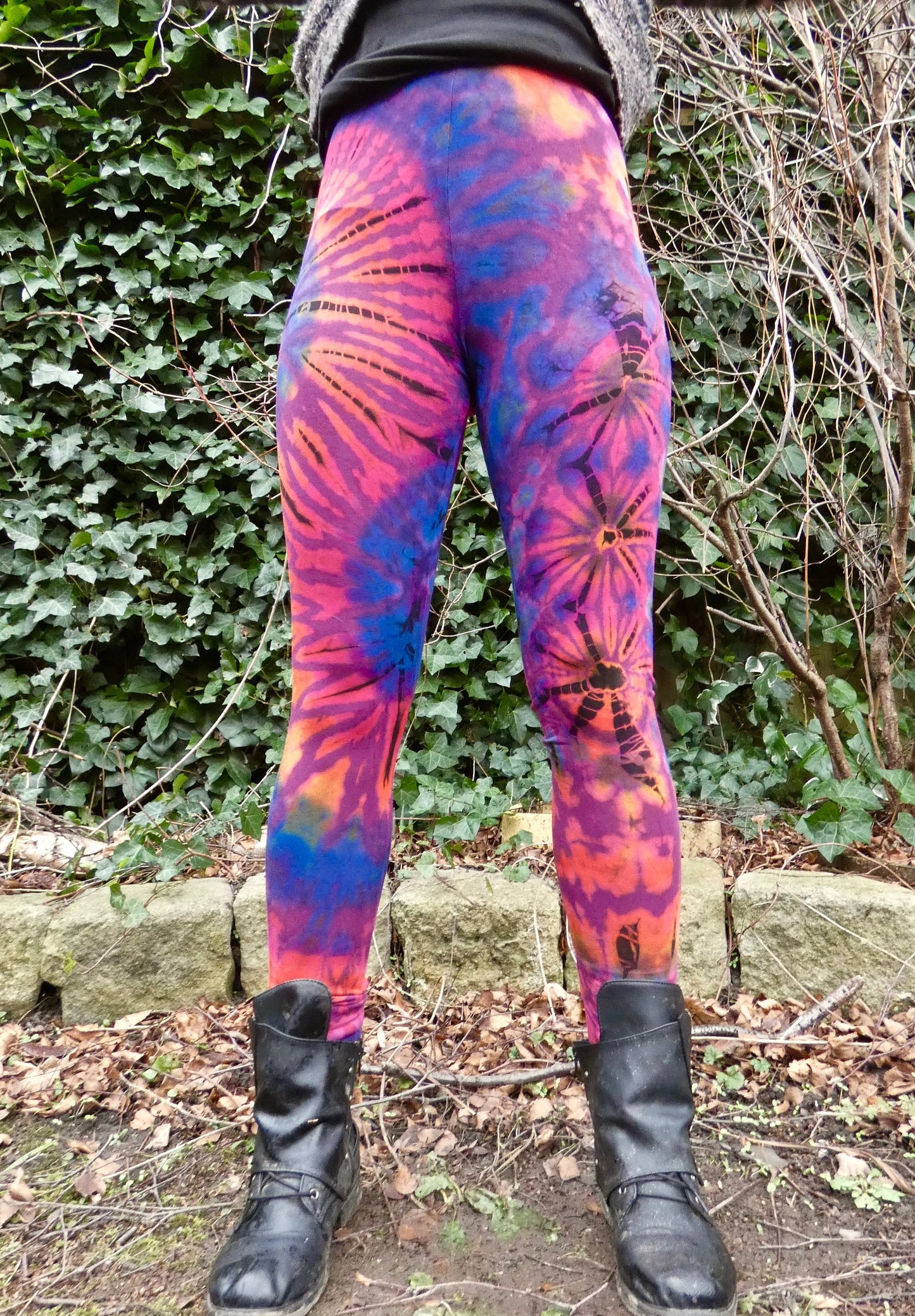 Purple Colourful Tie-Dye Leggings SMALL