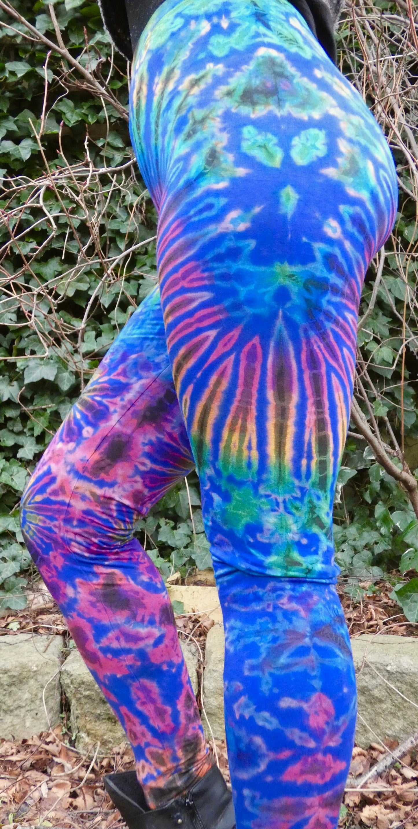 Royal Blue Colourful Tie-Dye Leggings SMALL