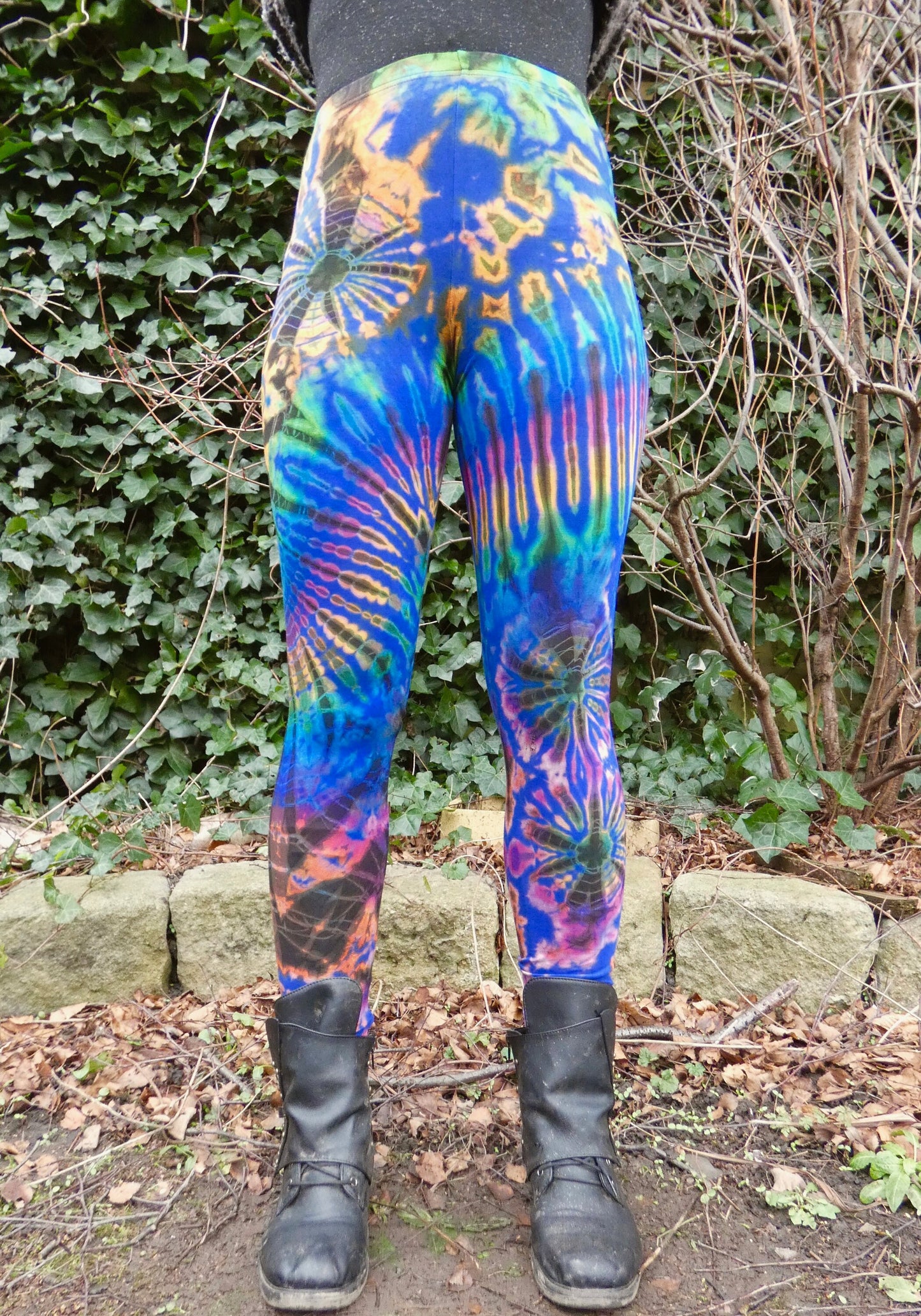 Royal Blue Colourful Tie-Dye Leggings SMALL