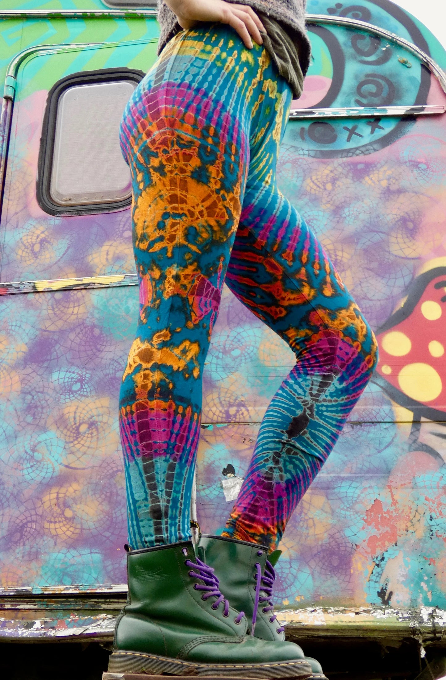 Teal Rainbow Tie-Dye Leggings REGULAR