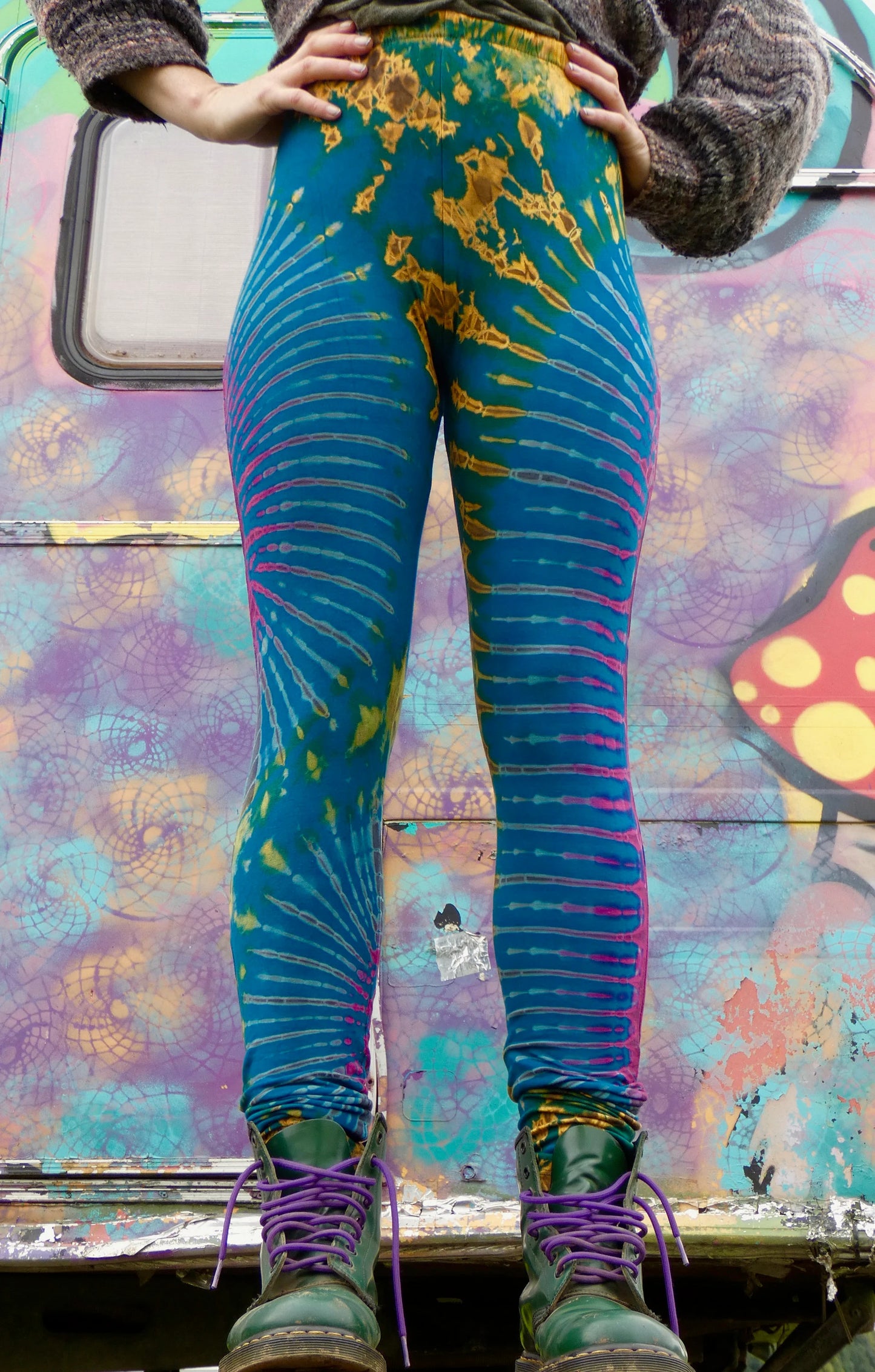 Teal Rainbow Tie-Dye Leggings REGULAR