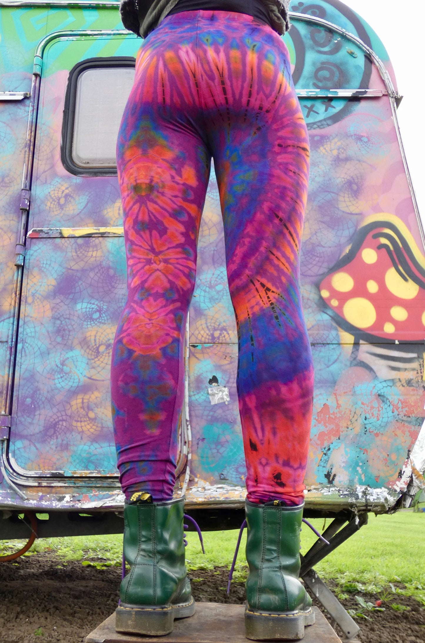 Purple Colourful Tie-Dye Leggings SMALL