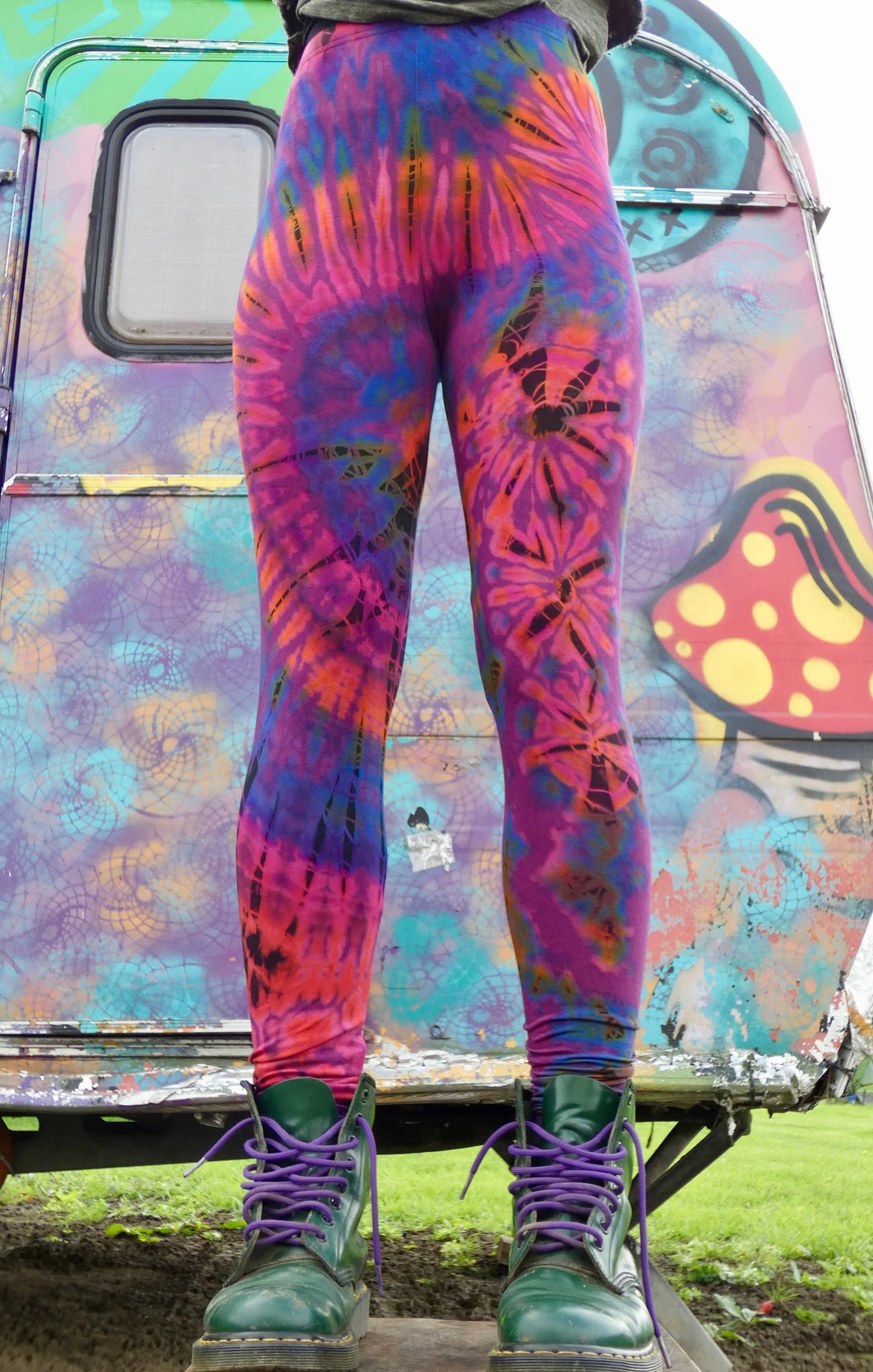 Purple Colourful Tie-Dye Leggings SMALL