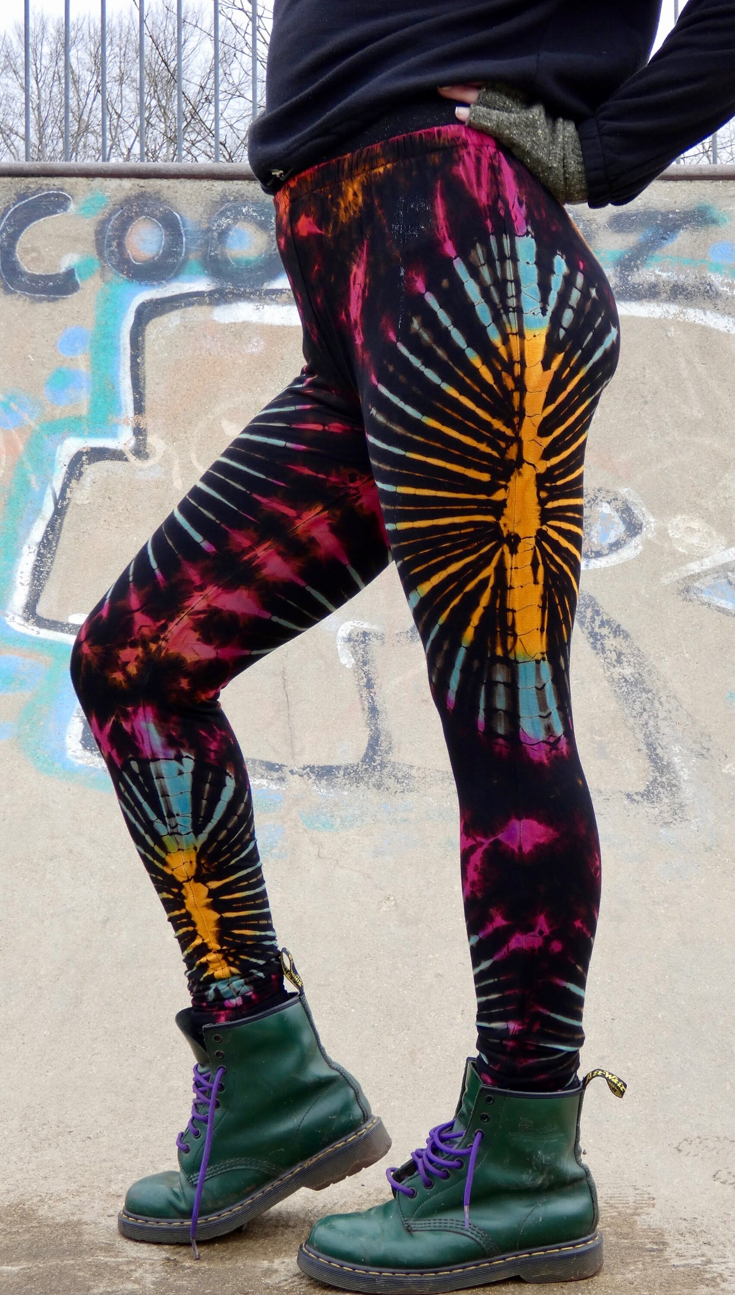 Black and Rainbow Tie-Dye Leggings REGULAR