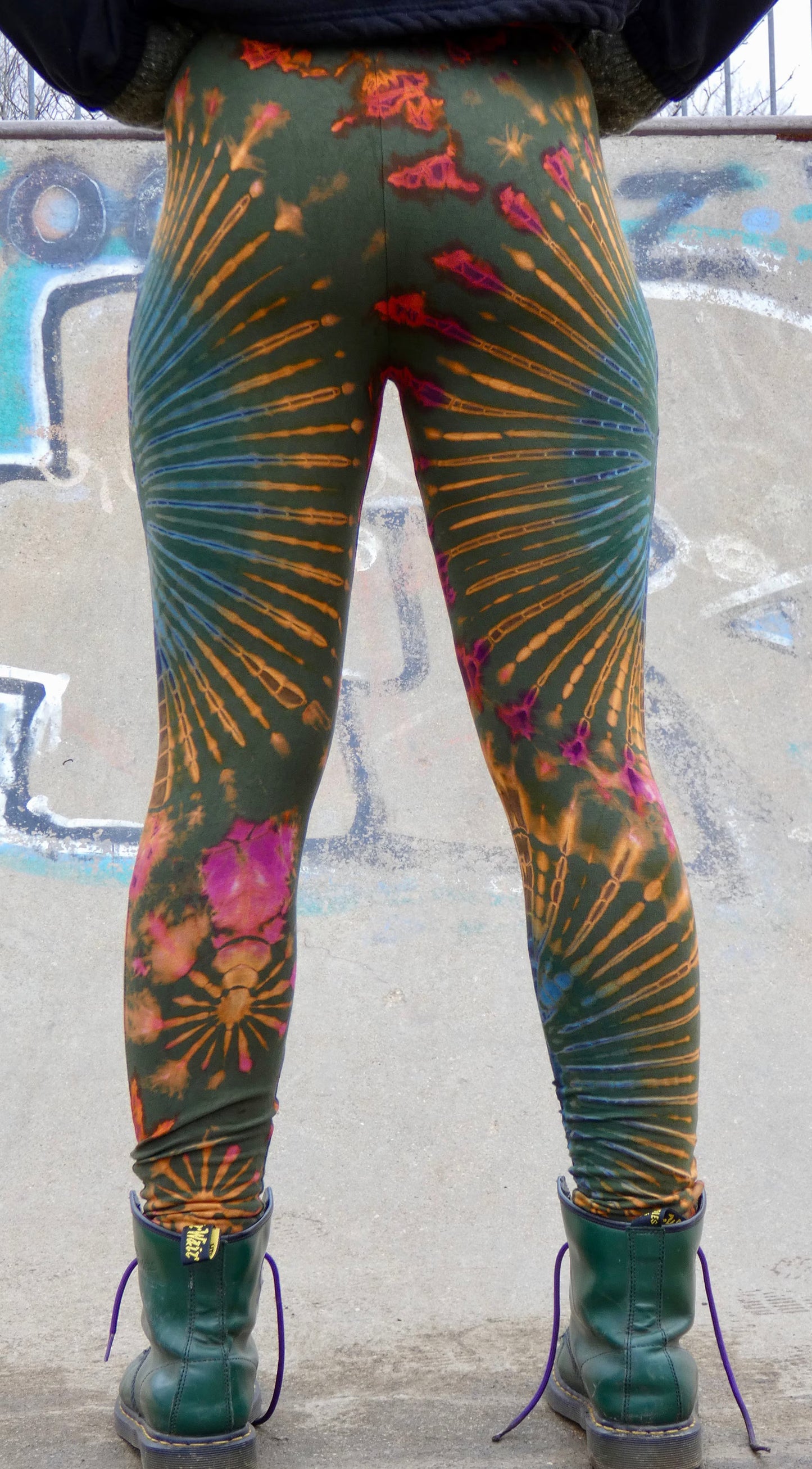Olive Green Rainbow Tie-Dye Leggings REGULAR