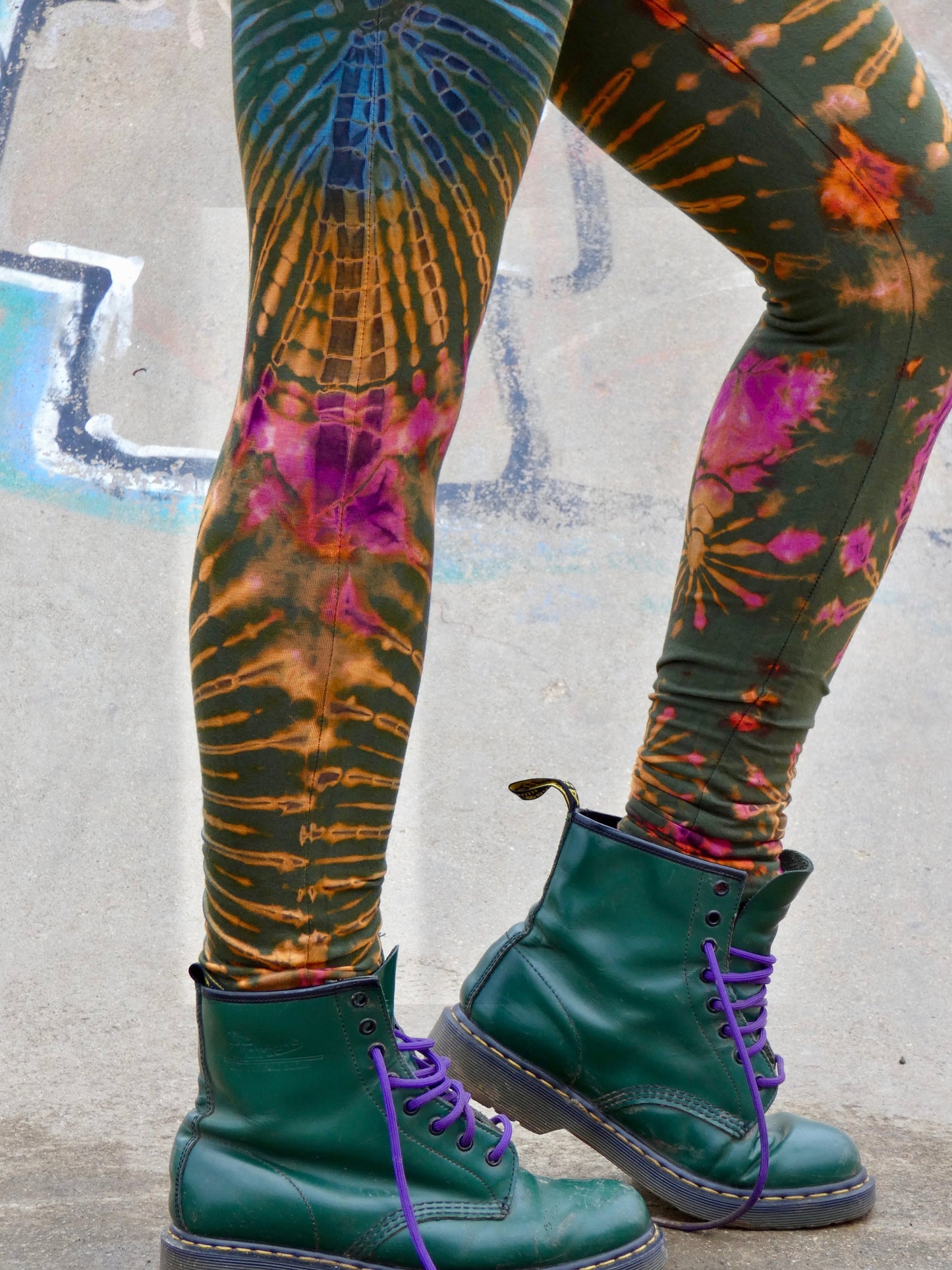 Olive Green Rainbow Tie-Dye Leggings REGULAR