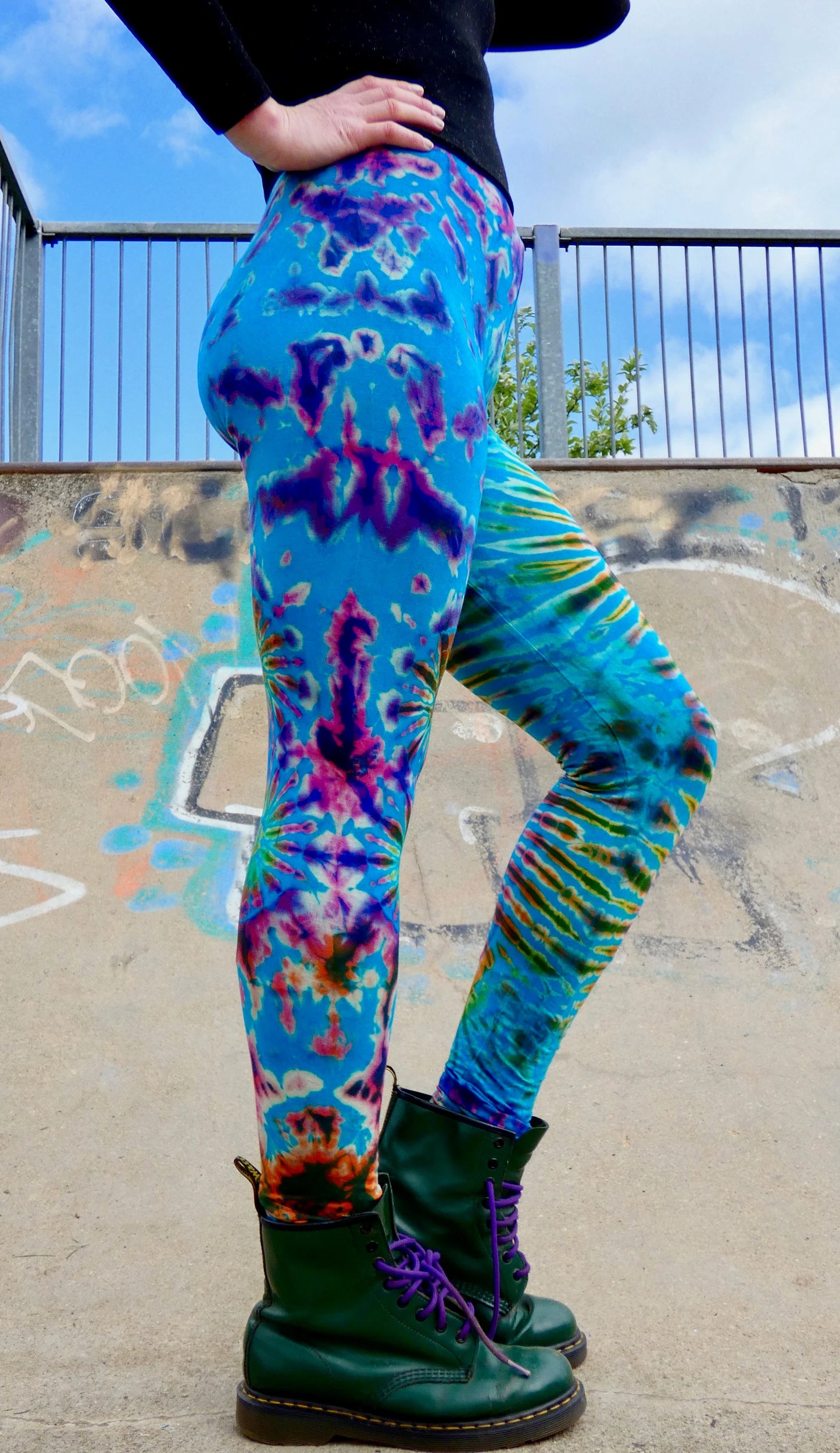 Turquoise Colourful Tie-Dye Leggings SMALL