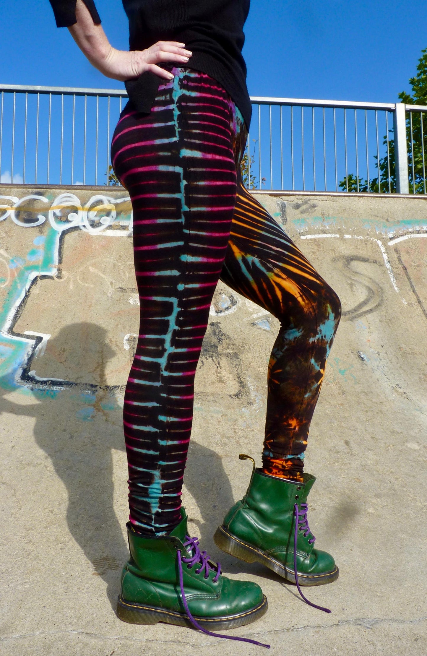 Black and Rainbow Tie-Dye Leggings REGULAR