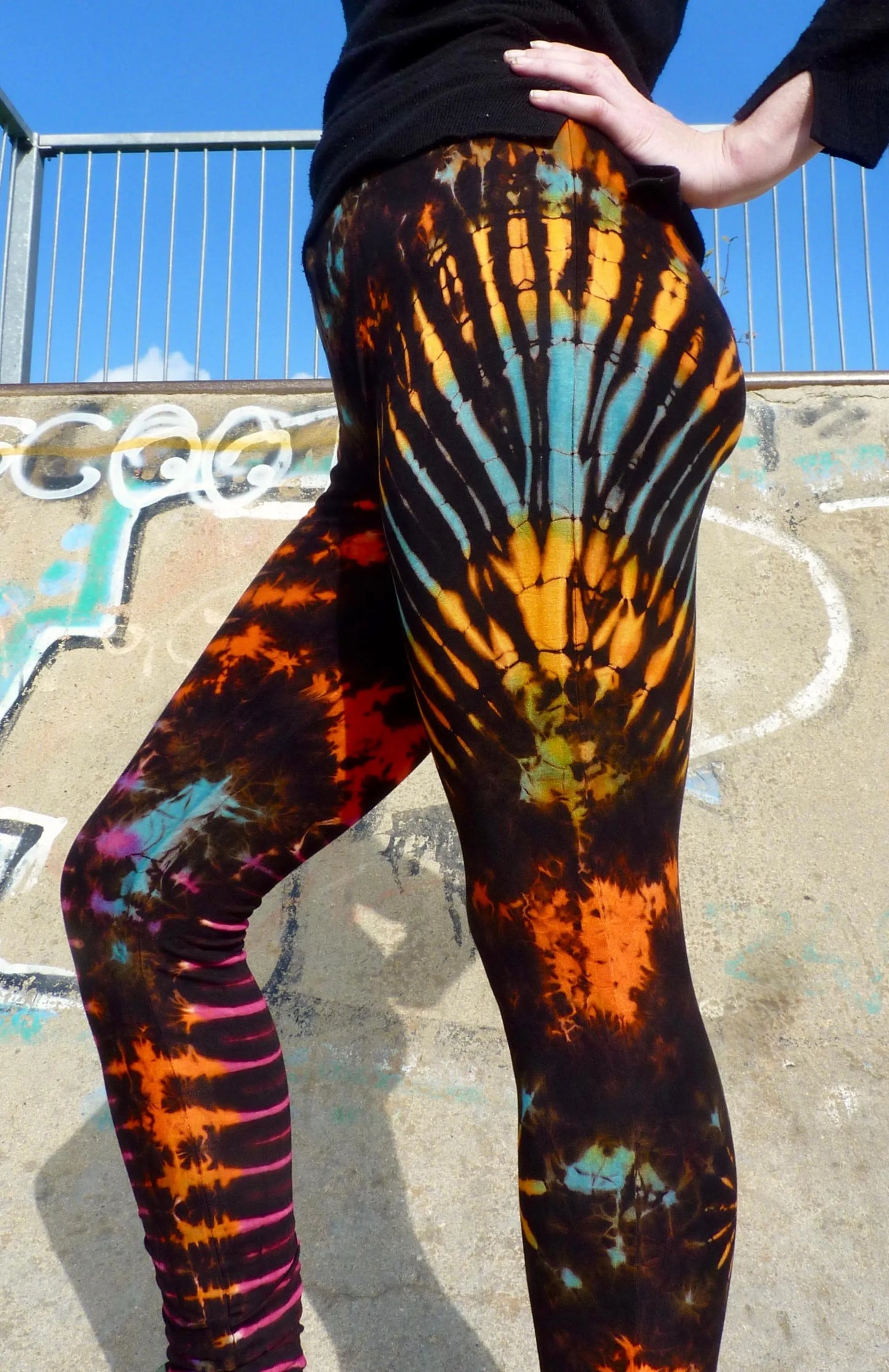 Black and Rainbow Tie-Dye Leggings REGULAR