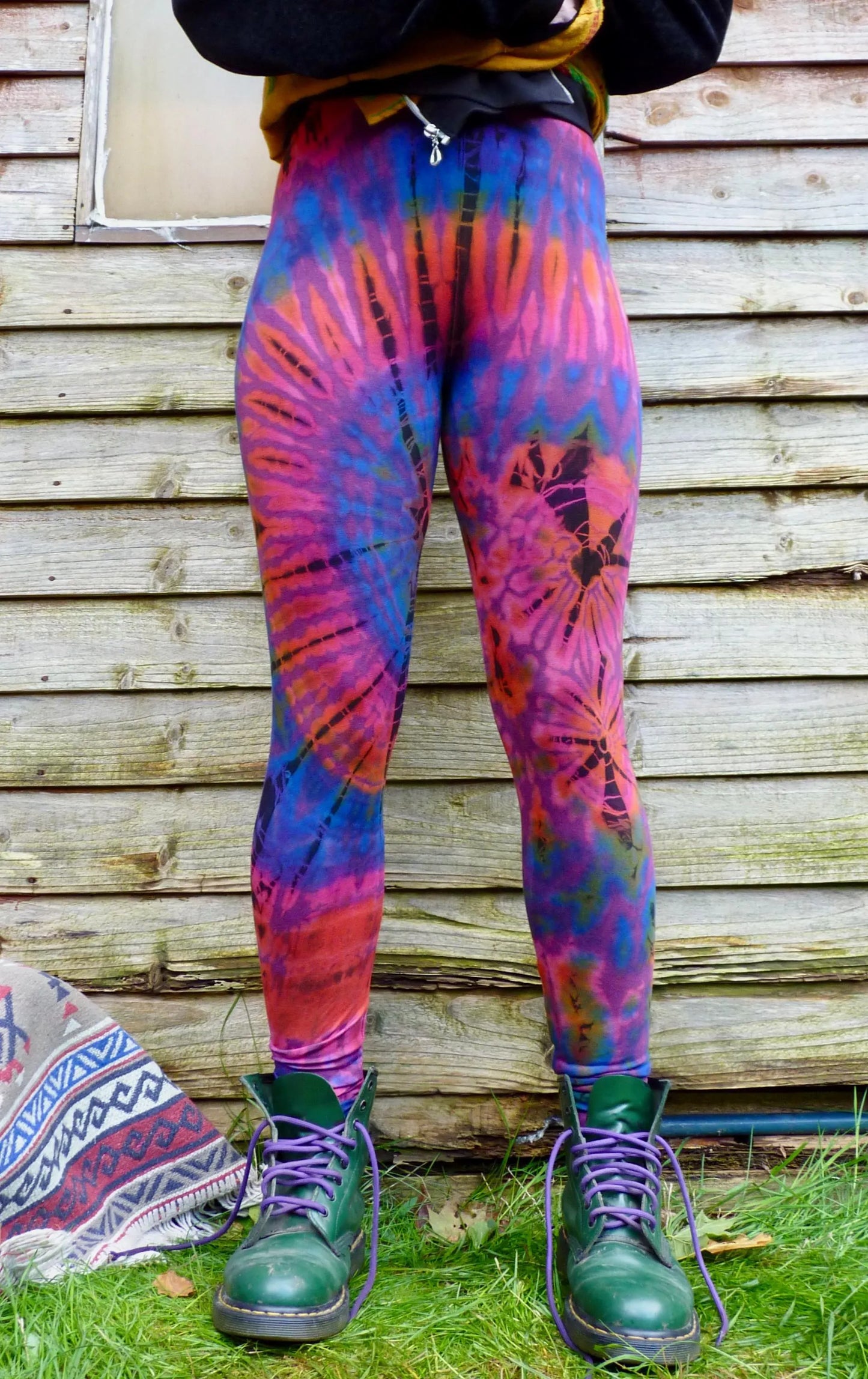 Purple Colourful Tie-Dye Leggings SMALL
