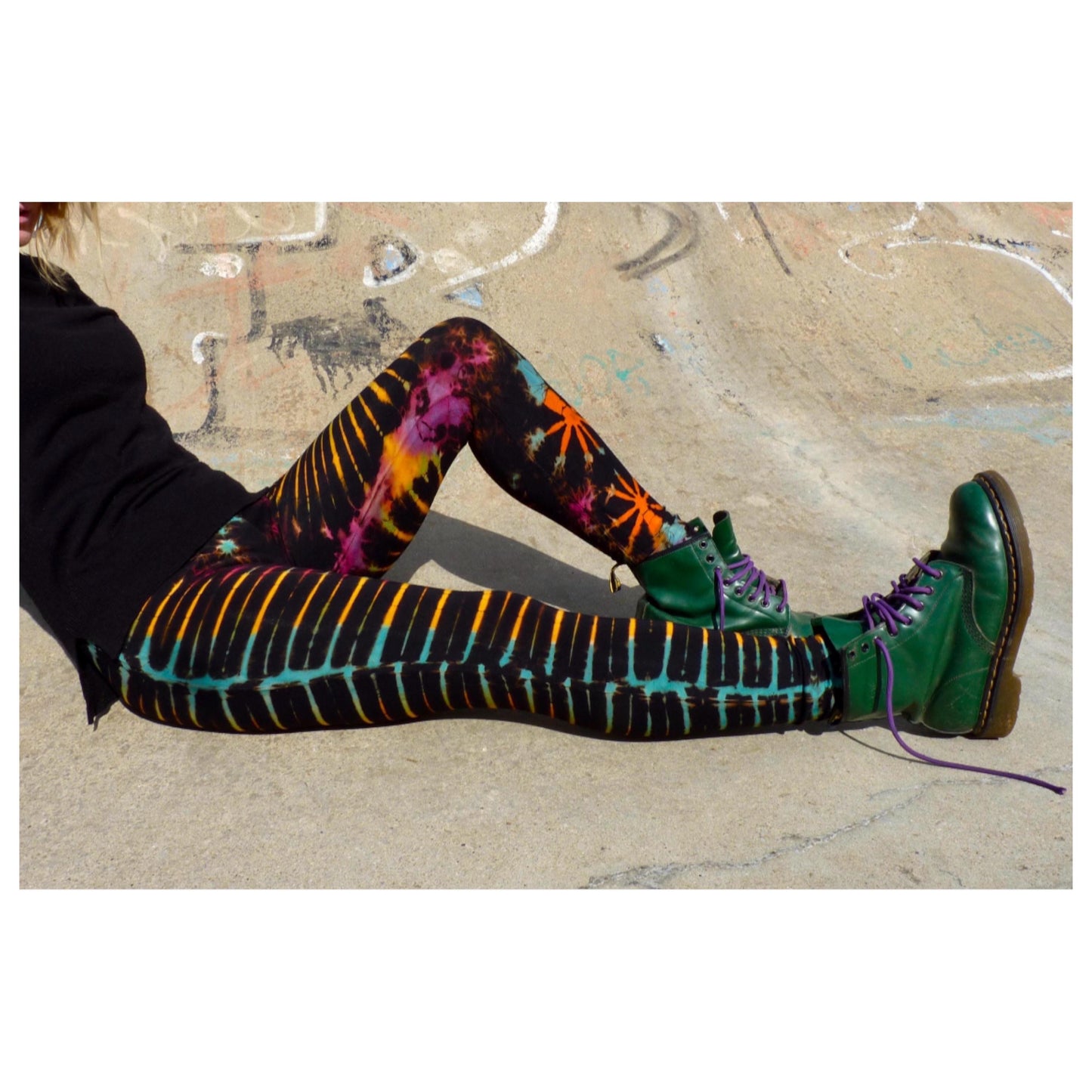 Black and Rainbow Tie-Dye Leggings REGULAR