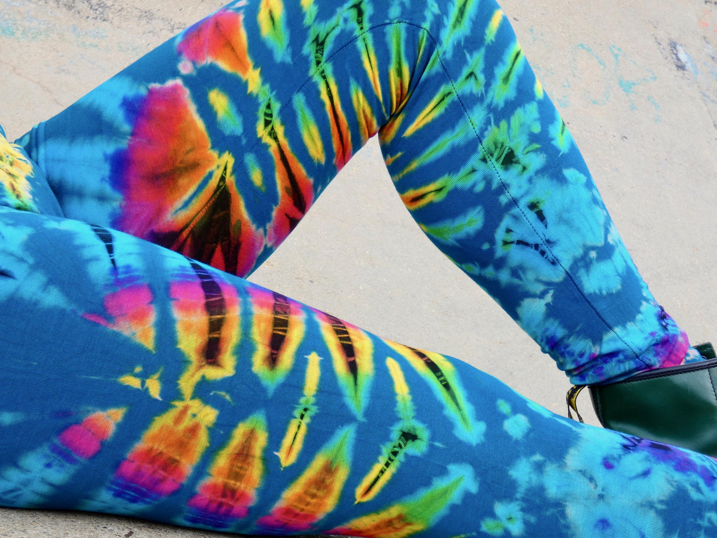 Teal Rainbow Tie-Dye Leggings SMALL