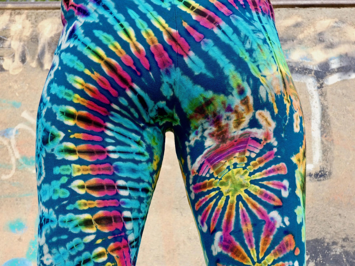 Teal Rainbow Tie-Dye Leggings SMALL