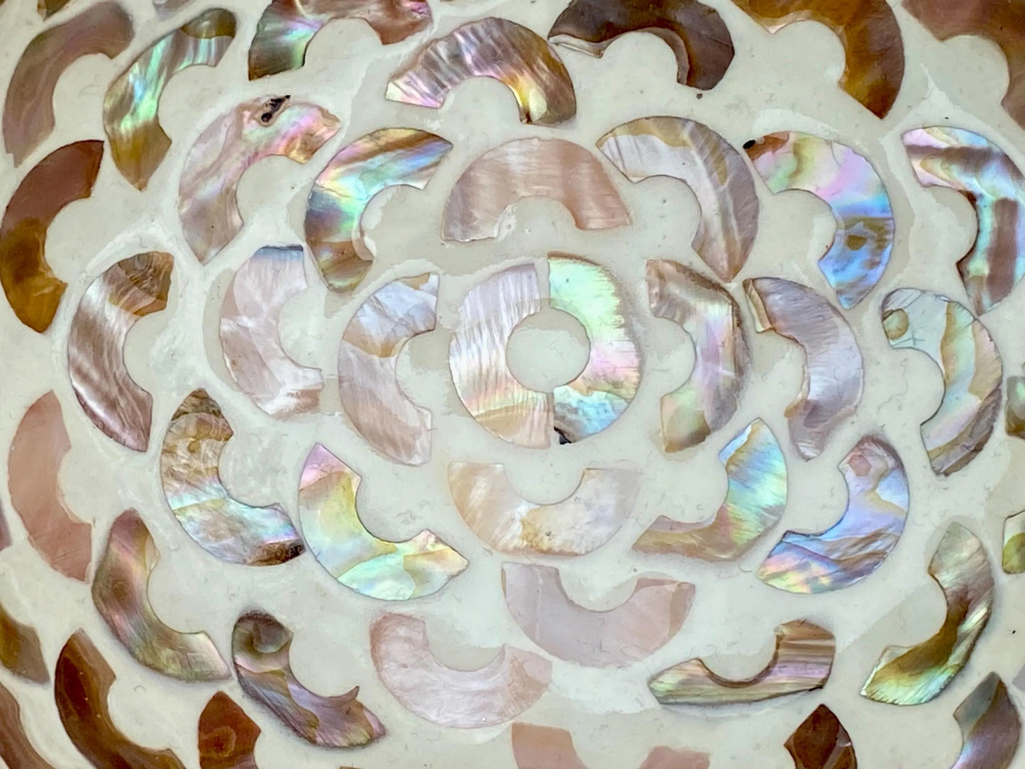 Cream Coconut Bowl with Mother of Pearl Inlay Light Arch