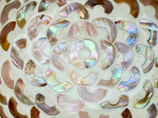 Cream Coconut Bowl with Mother of Pearl Inlay Light Arch