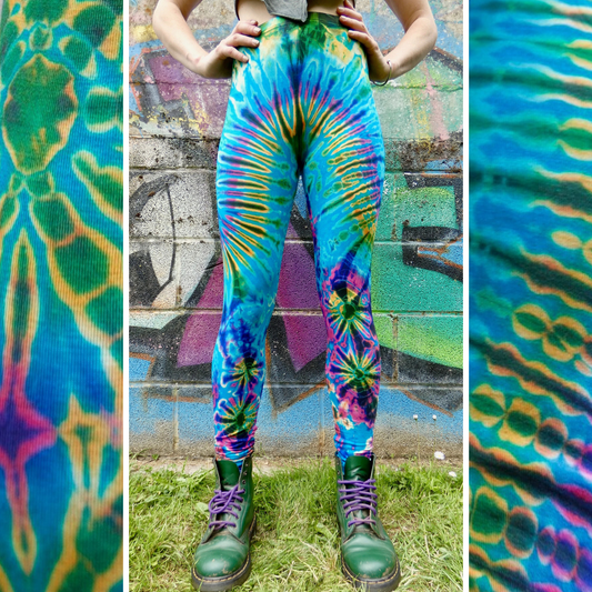 Turquoise Colourful Tie-Dye Leggings SMALL