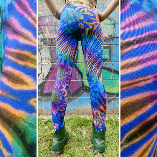 Royal Blue Colourful Tie-Dye Leggings SMALL