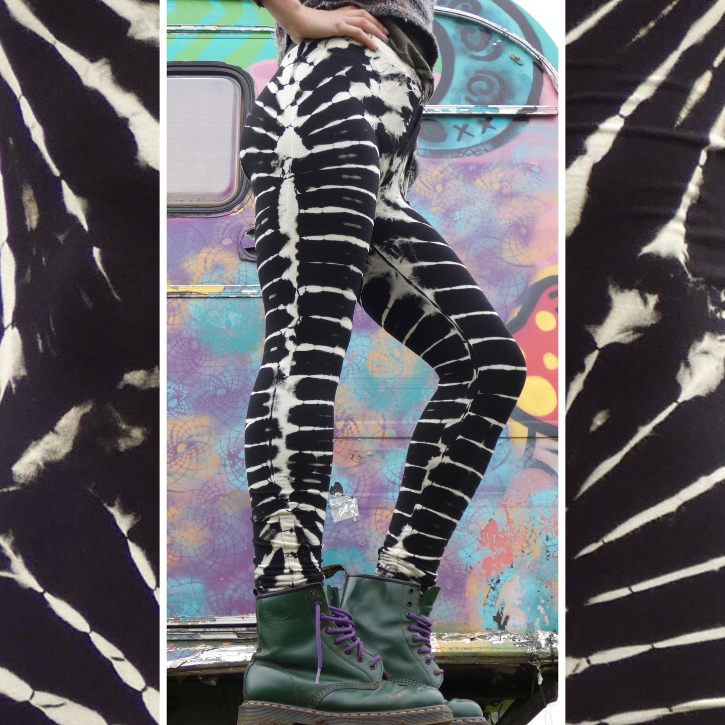 Black and White Tie-Dye Leggings REGULAR