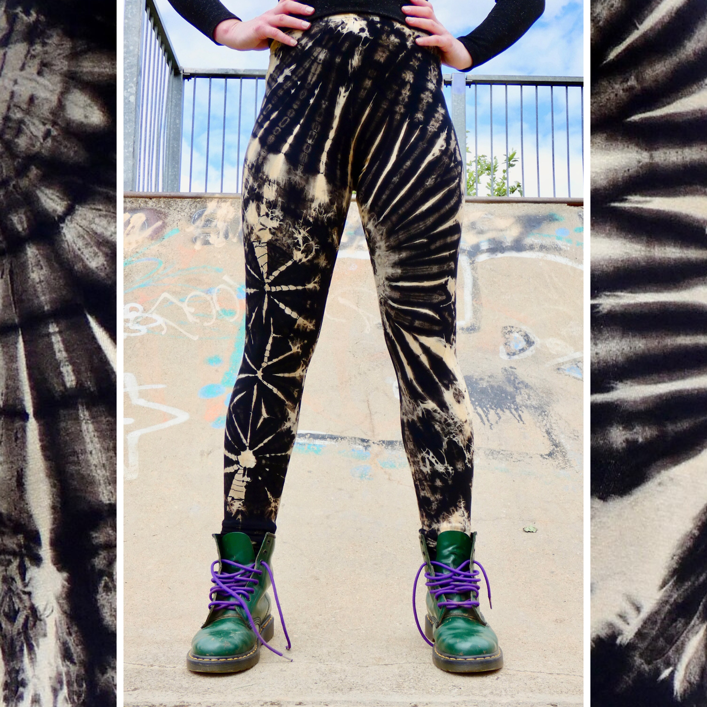 Black and White Tie-Dye Leggings SMALL