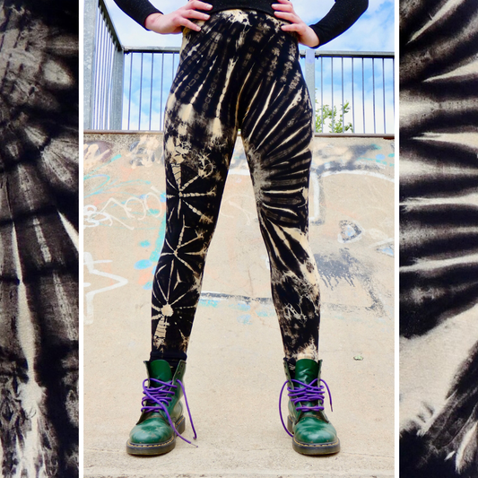 Black and White Tie-Dye Leggings SMALL