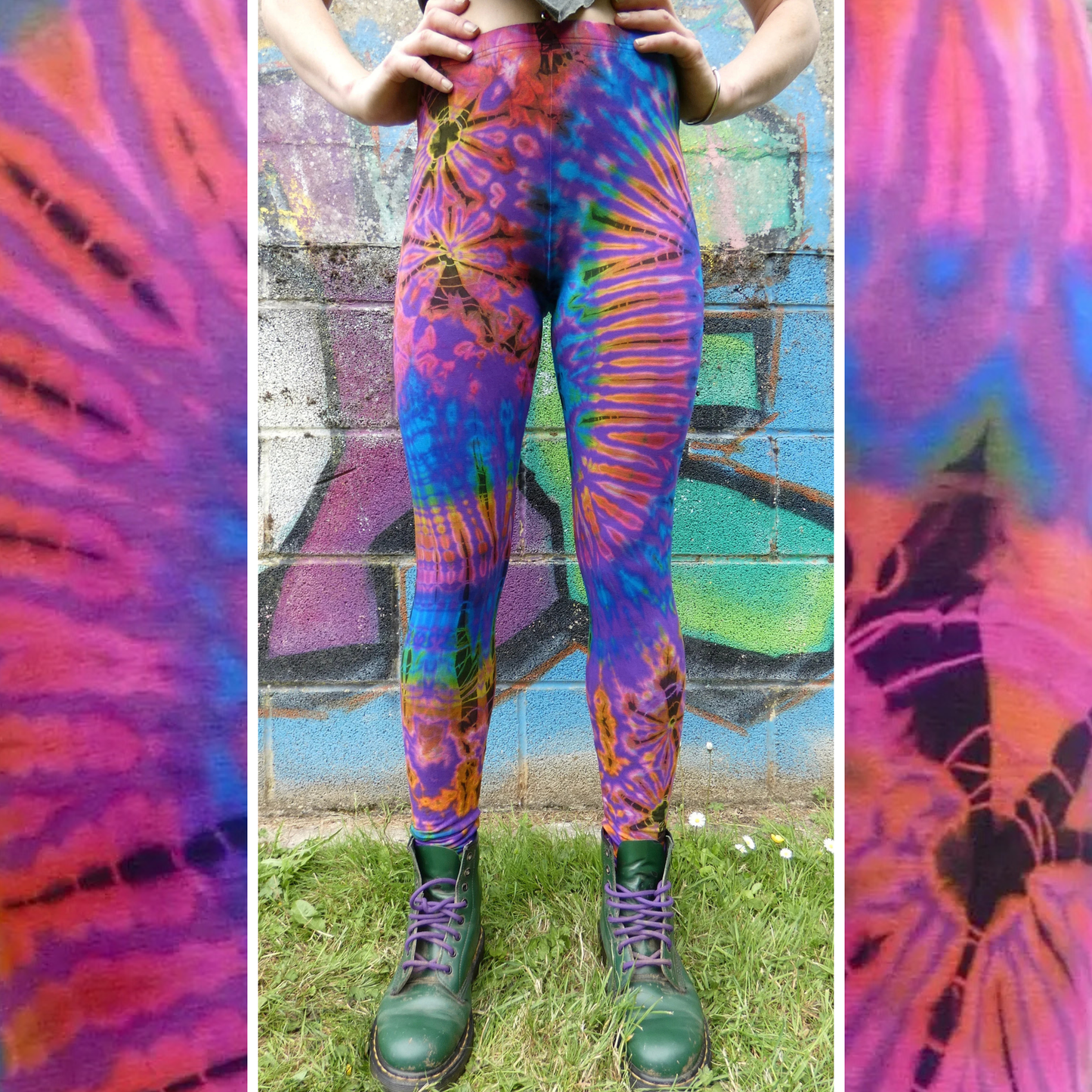 Purple Colourful Tie-Dye Leggings SMALL