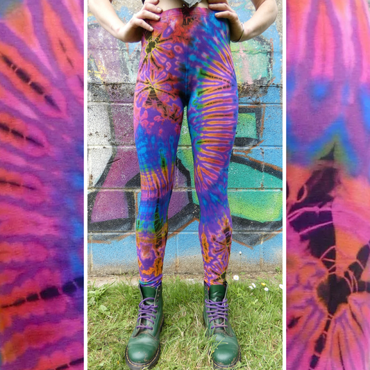 Purple Colourful Tie-Dye Leggings SMALL