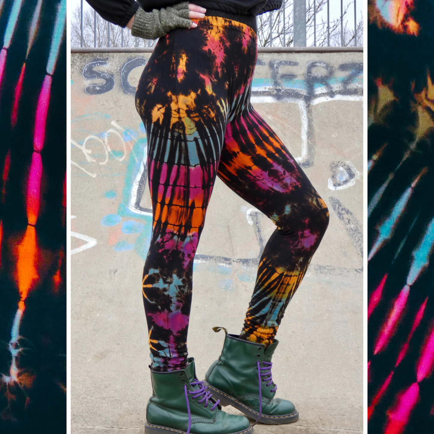 Black and Rainbow Tie-Dye Leggings REGULAR