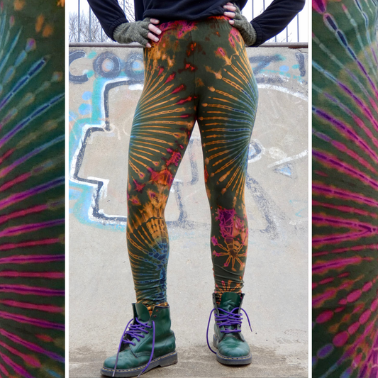 Olive Green Rainbow Tie-Dye Leggings REGULAR