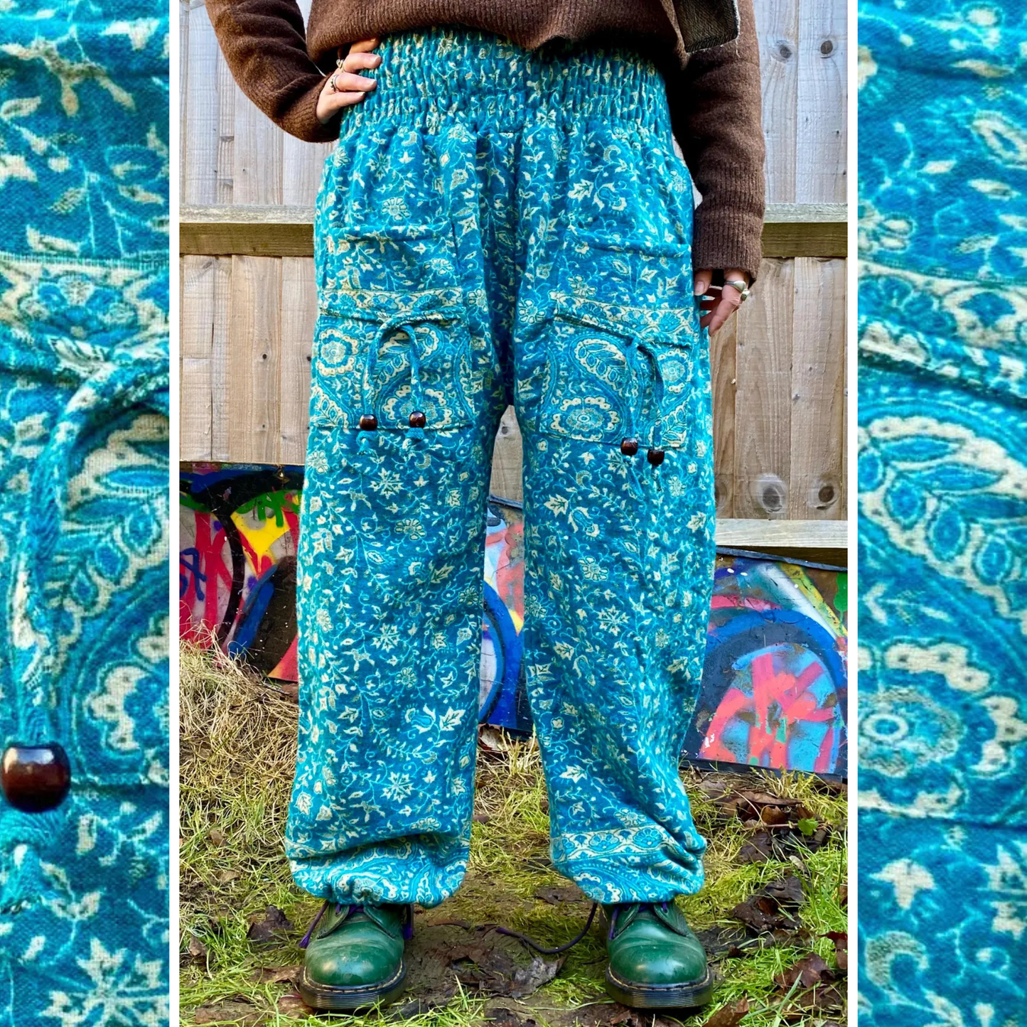 Extra Thick Cosy Warm Winter Blanket Trousers - Turquoise
